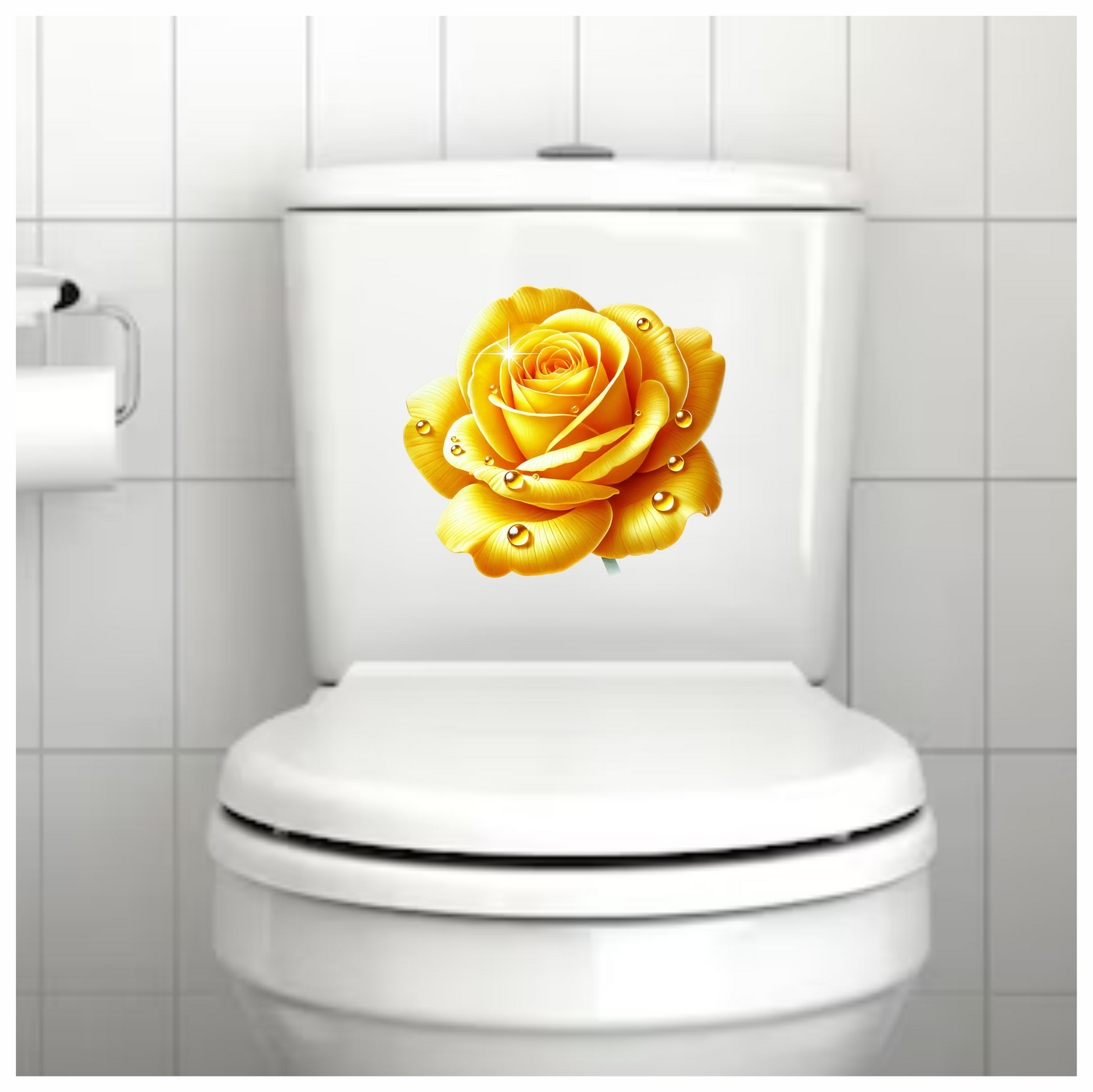 Yellow Rose Flower With Waterdrops Vinyl Sticker Decal