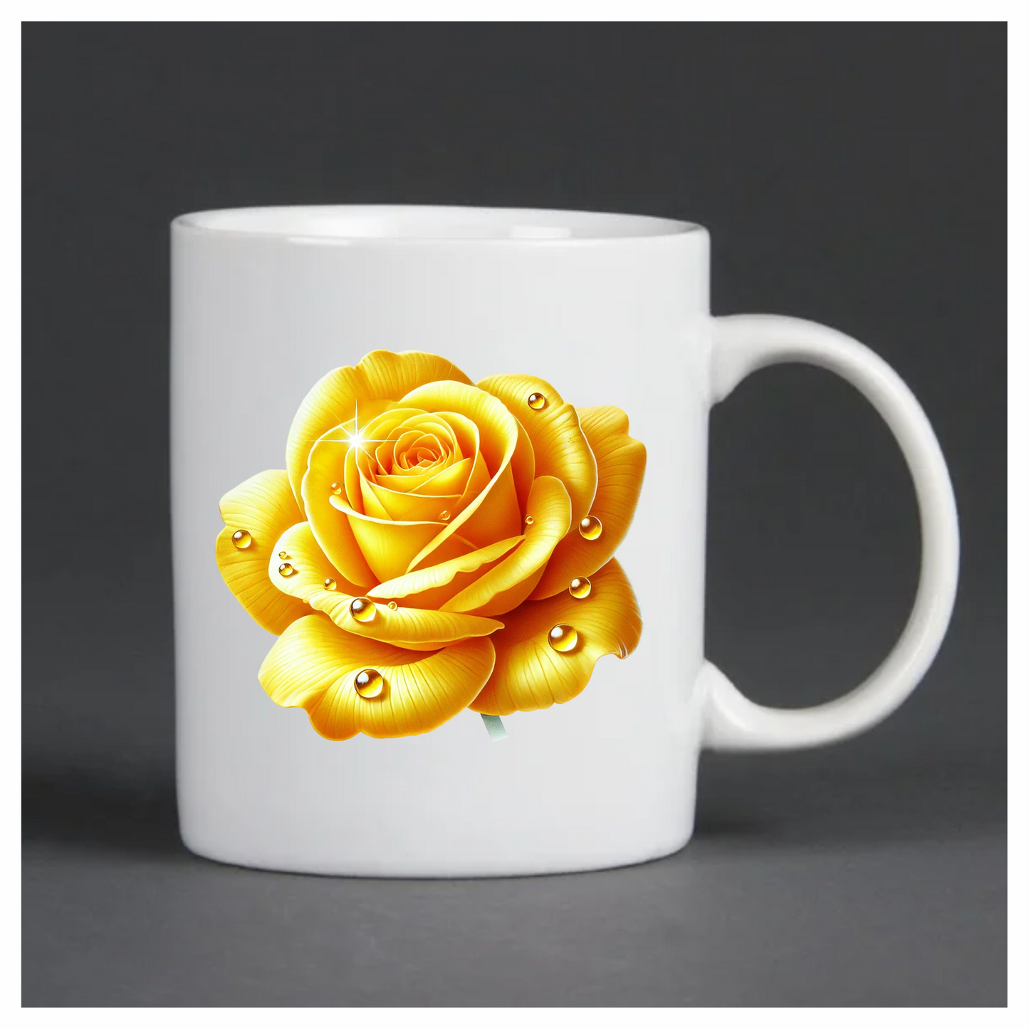 Yellow Rose Flower With Waterdrops Vinyl Sticker Decal