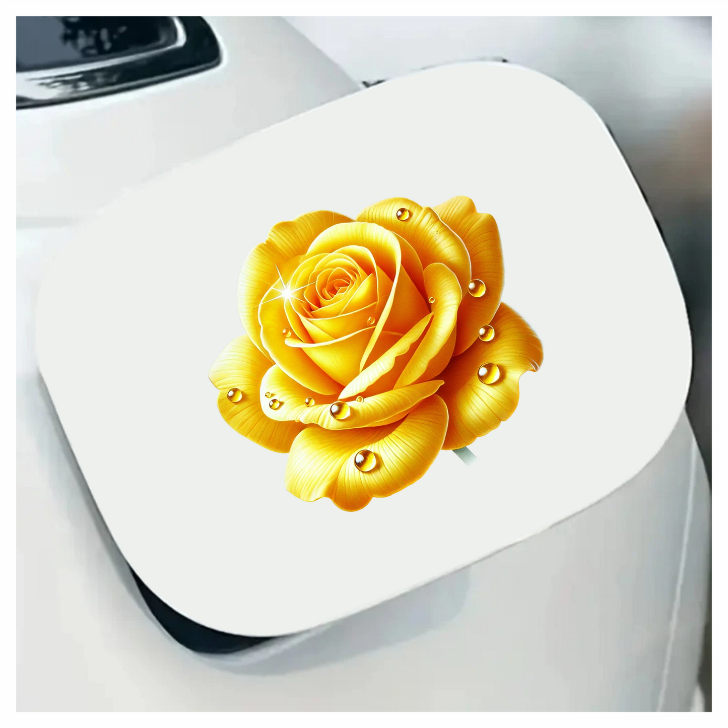 Yellow Rose Flower With Waterdrops Vinyl Sticker Decal