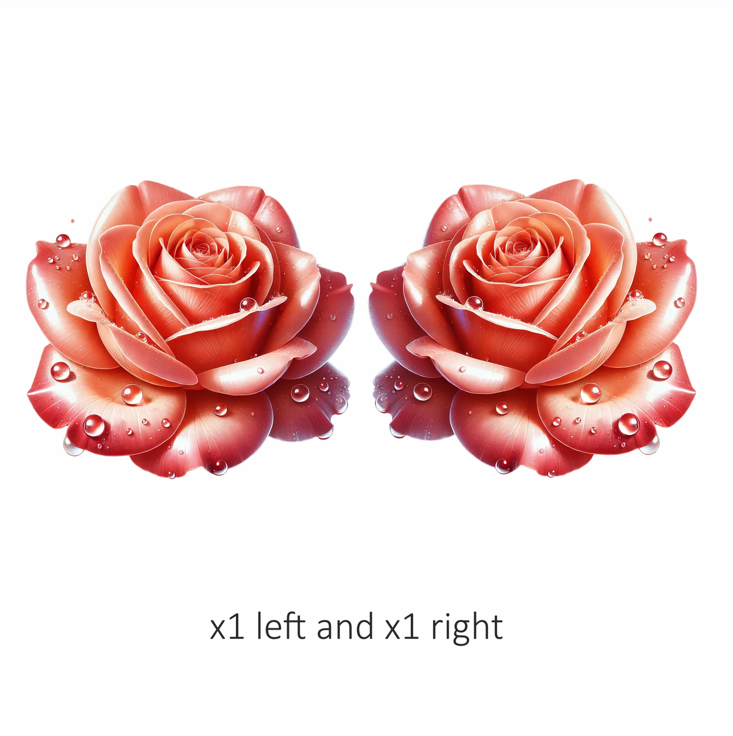 Pink Rose Flower With Water Drops Vinyl Sticker Decal