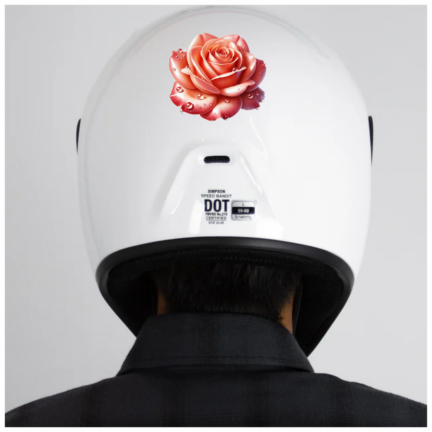 Pink Rose Flower With Water Drops Vinyl Sticker Decal