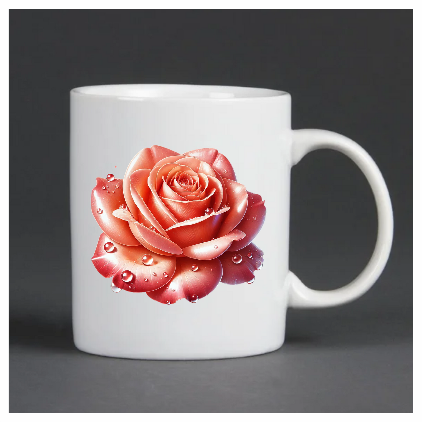 Pink Rose Flower With Water Drops Vinyl Sticker Decal