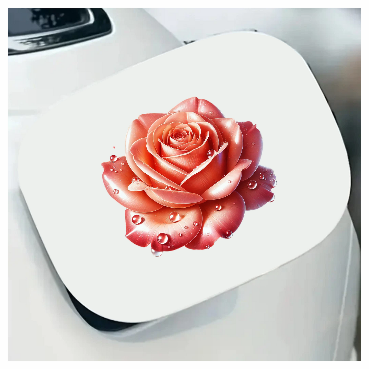 Pink Rose Flower With Water Drops Vinyl Sticker Decal
