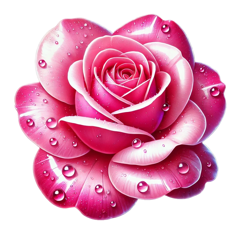 Pink Rose Petals Water Droplets Vinyl Sticker Decal