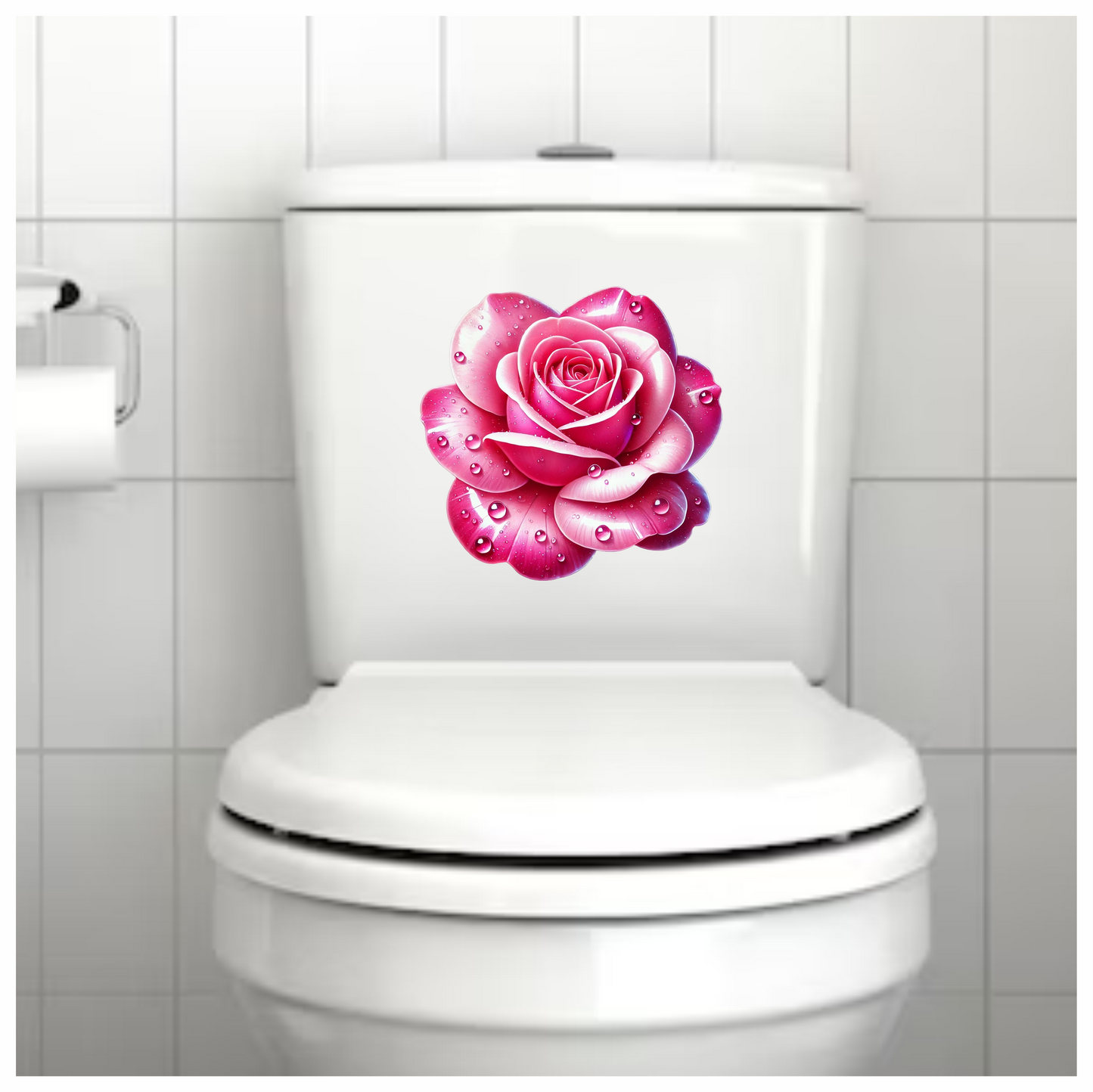 Pink Rose Petals Water Droplets Vinyl Sticker Decal