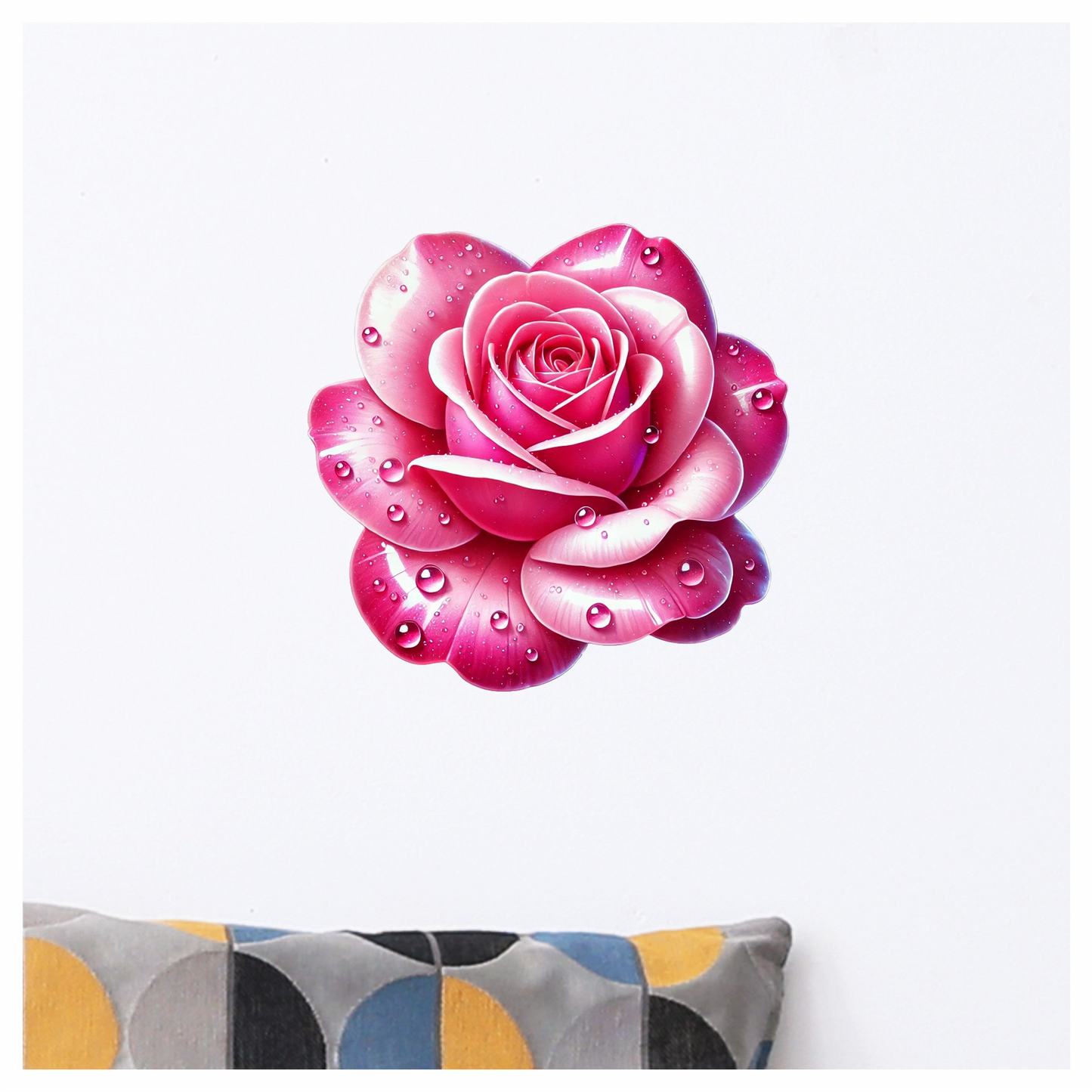 Pink Rose Petals Water Droplets Vinyl Sticker Decal