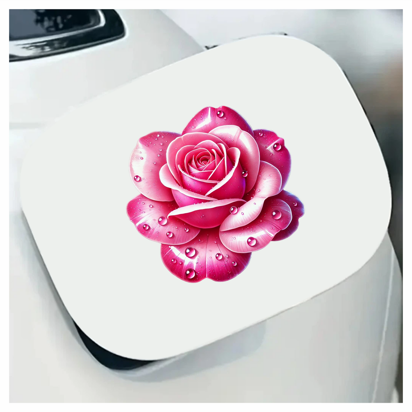 Pink Rose Petals Water Droplets Vinyl Sticker Decal
