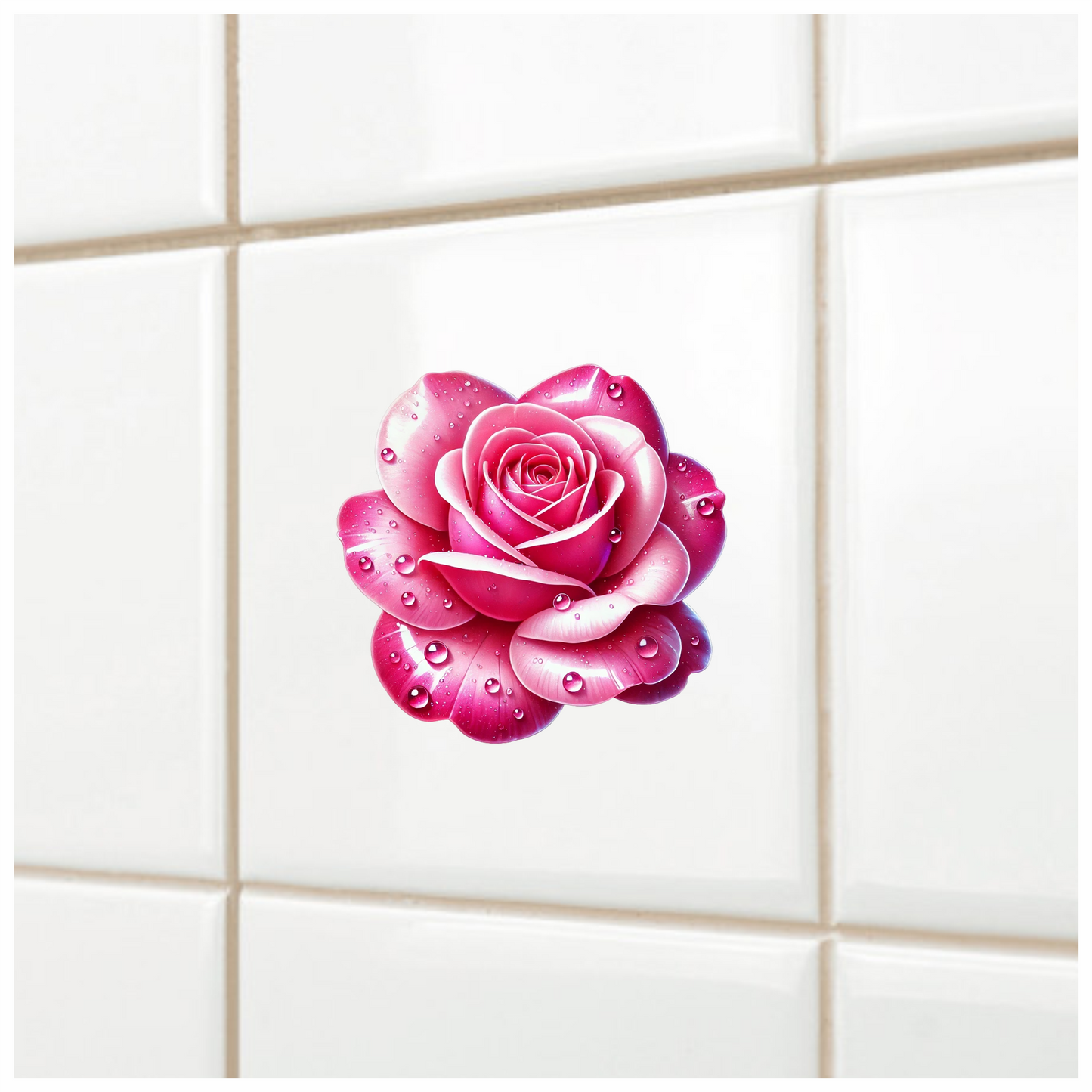 Pink Rose Petals Water Droplets Vinyl Sticker Decal