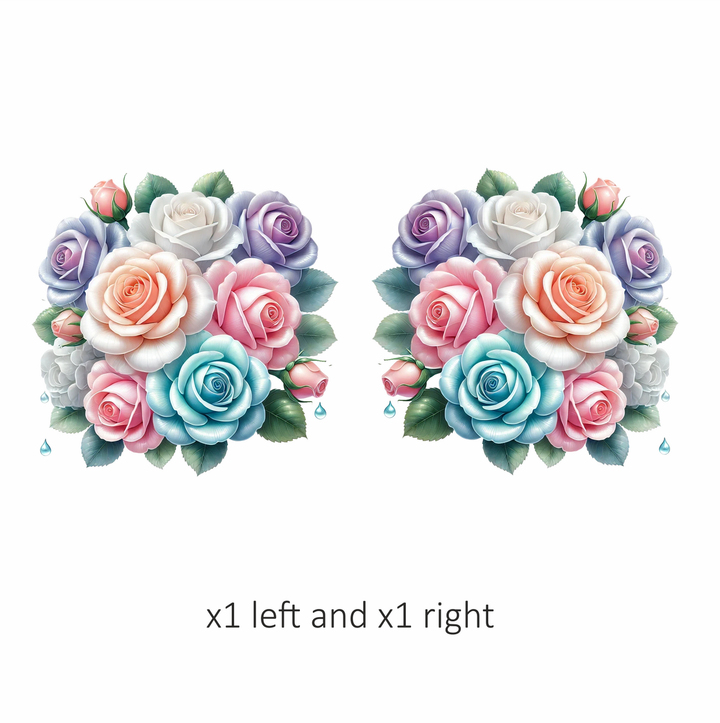 Blue White Pink Purple Roses Bouquet Vinyl Sticker Decal