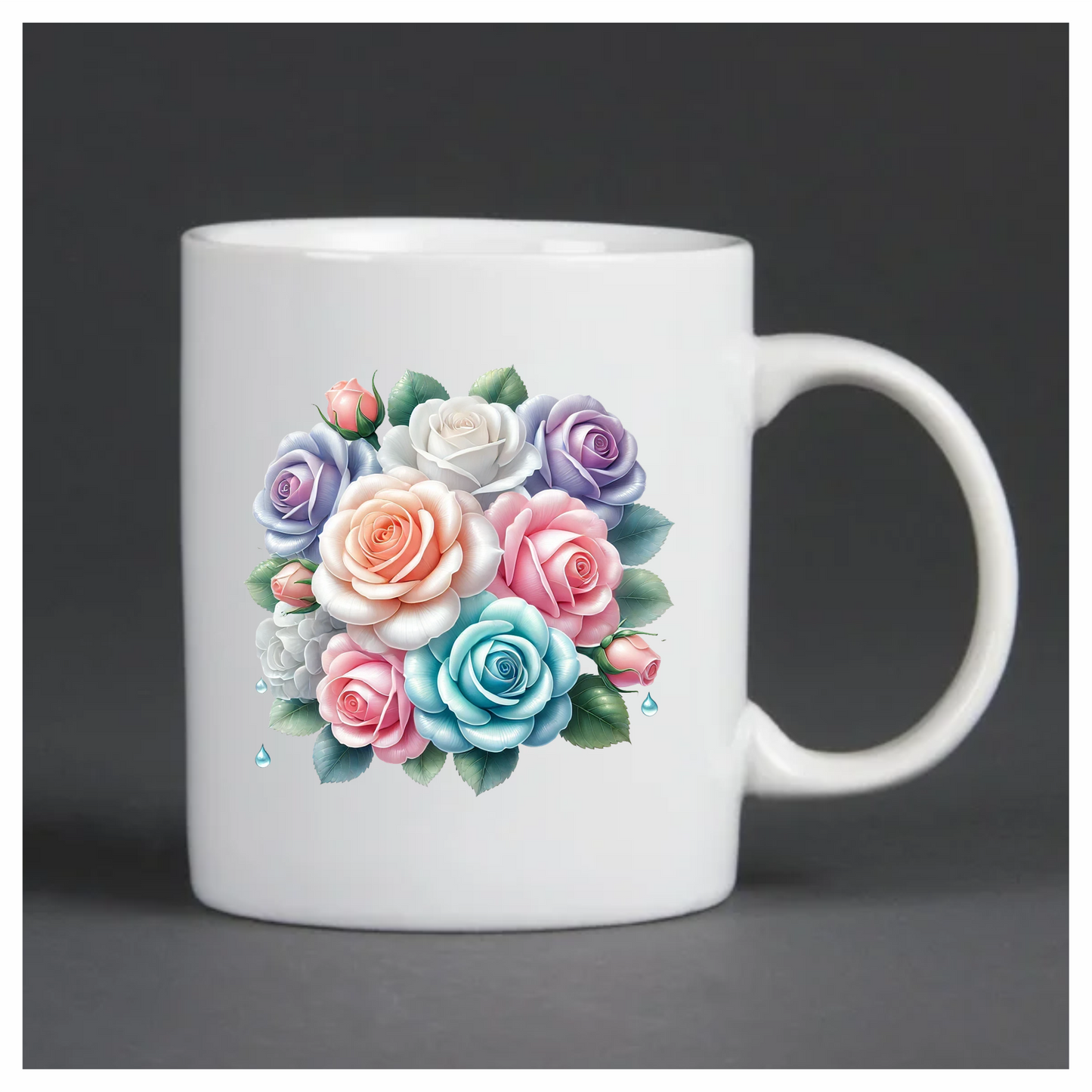 Blue White Pink Purple Roses Bouquet Vinyl Sticker Decal