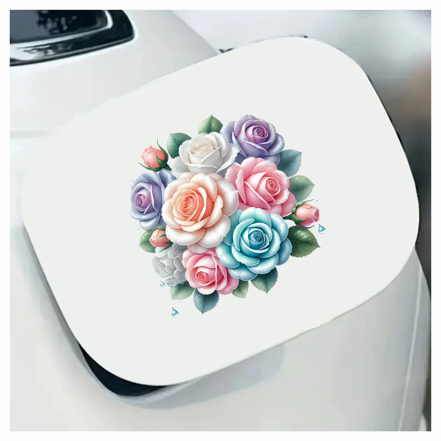 Blue White Pink Purple Roses Bouquet Vinyl Sticker Decal