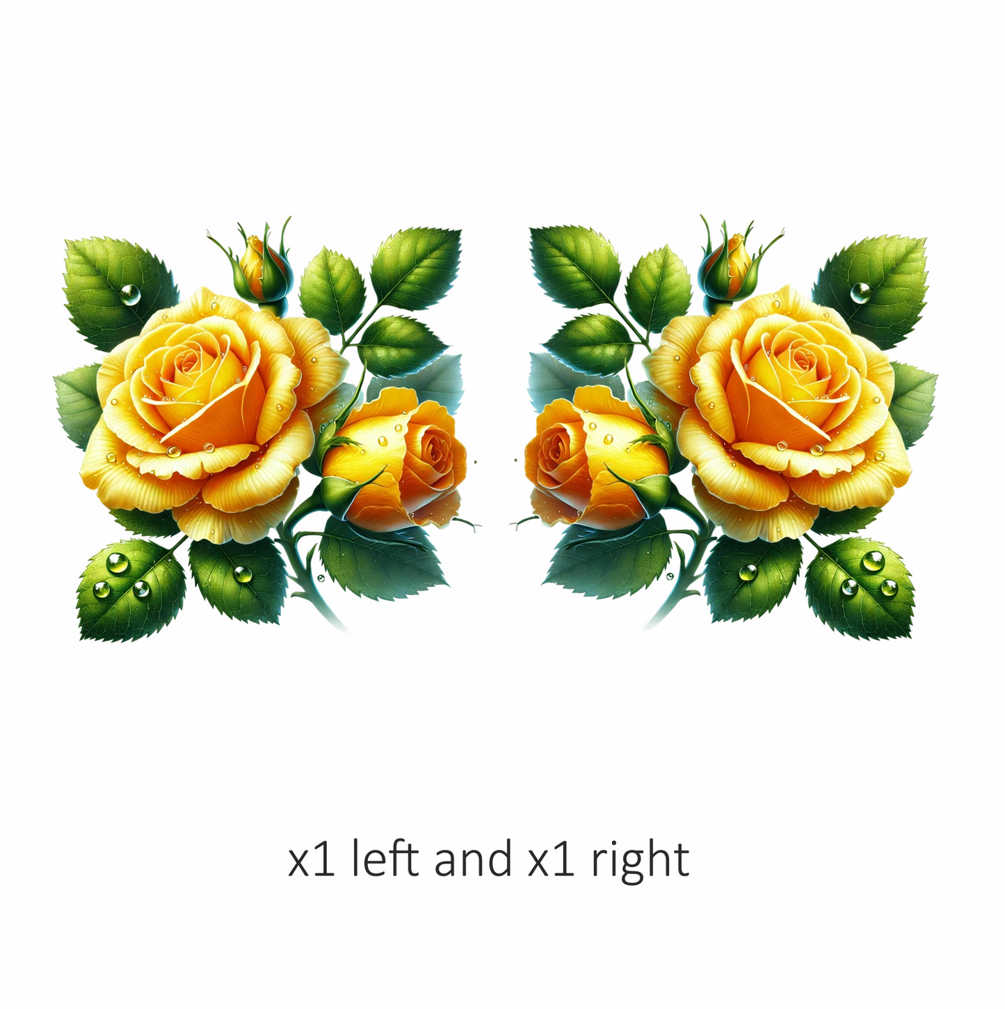 Yellow Rose Buds Green Leaves Vinyl Sticker Decal