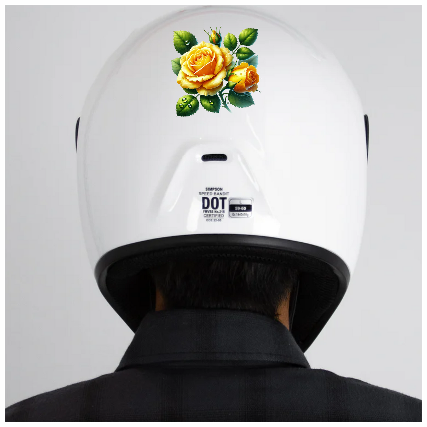 Yellow Rose Buds Green Leaves Vinyl Sticker Decal