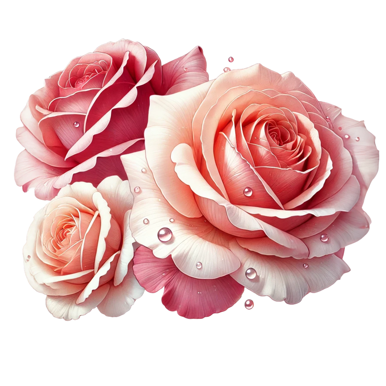 Pink Roses Water Droplets Floral Vinyl Sticker Decal