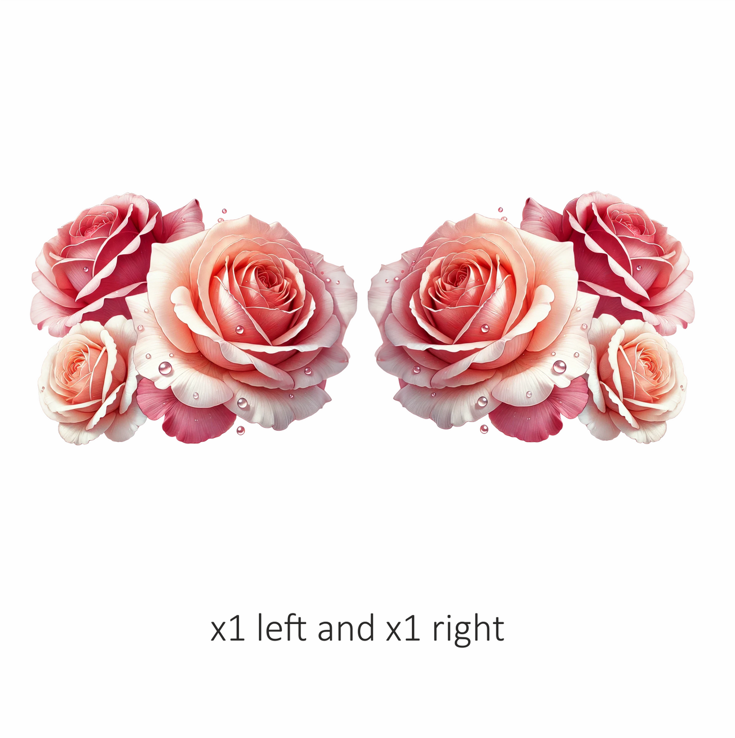 Pink Roses Water Droplets Floral Vinyl Sticker Decal