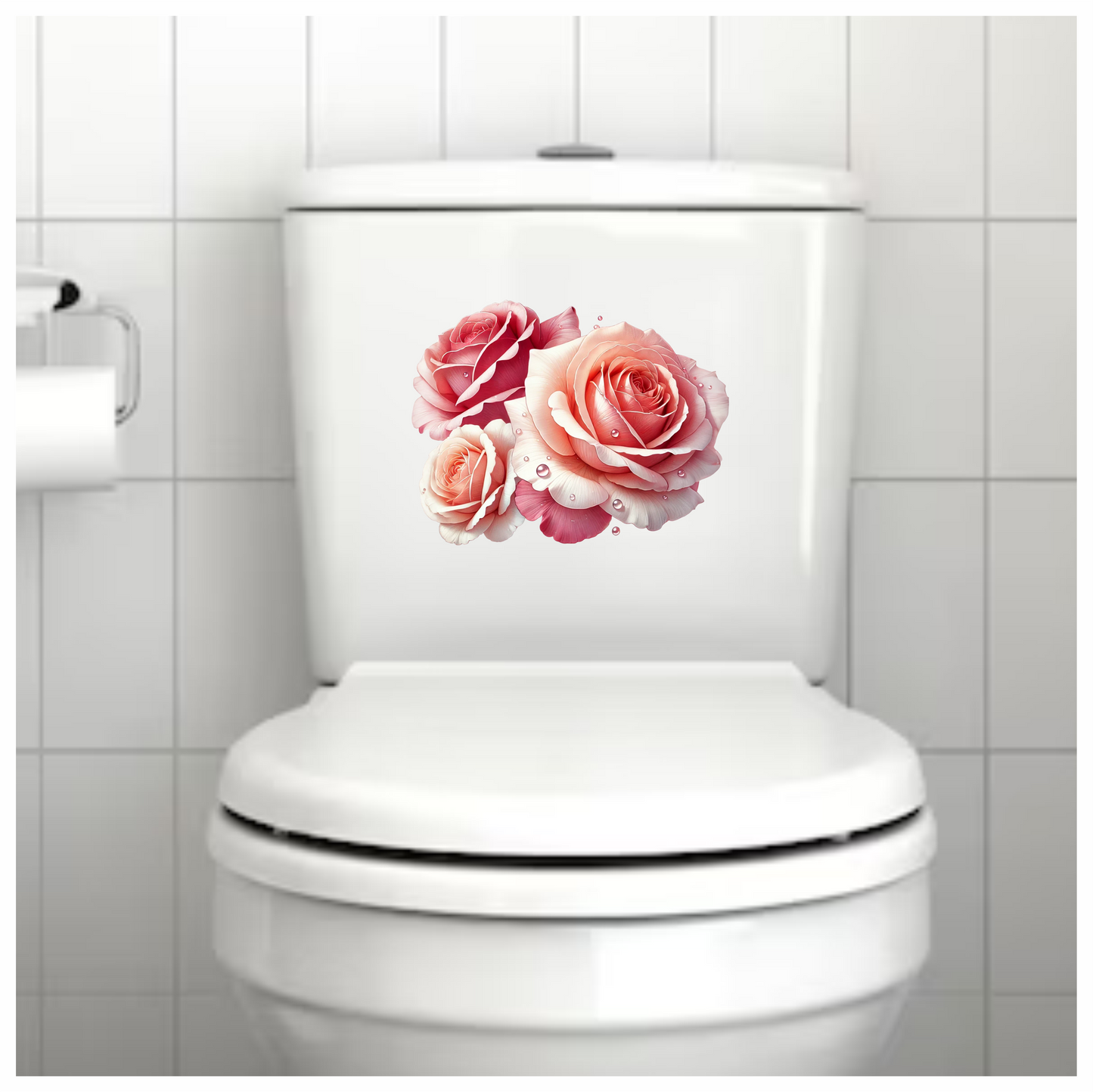 Pink Roses Water Droplets Floral Vinyl Sticker Decal