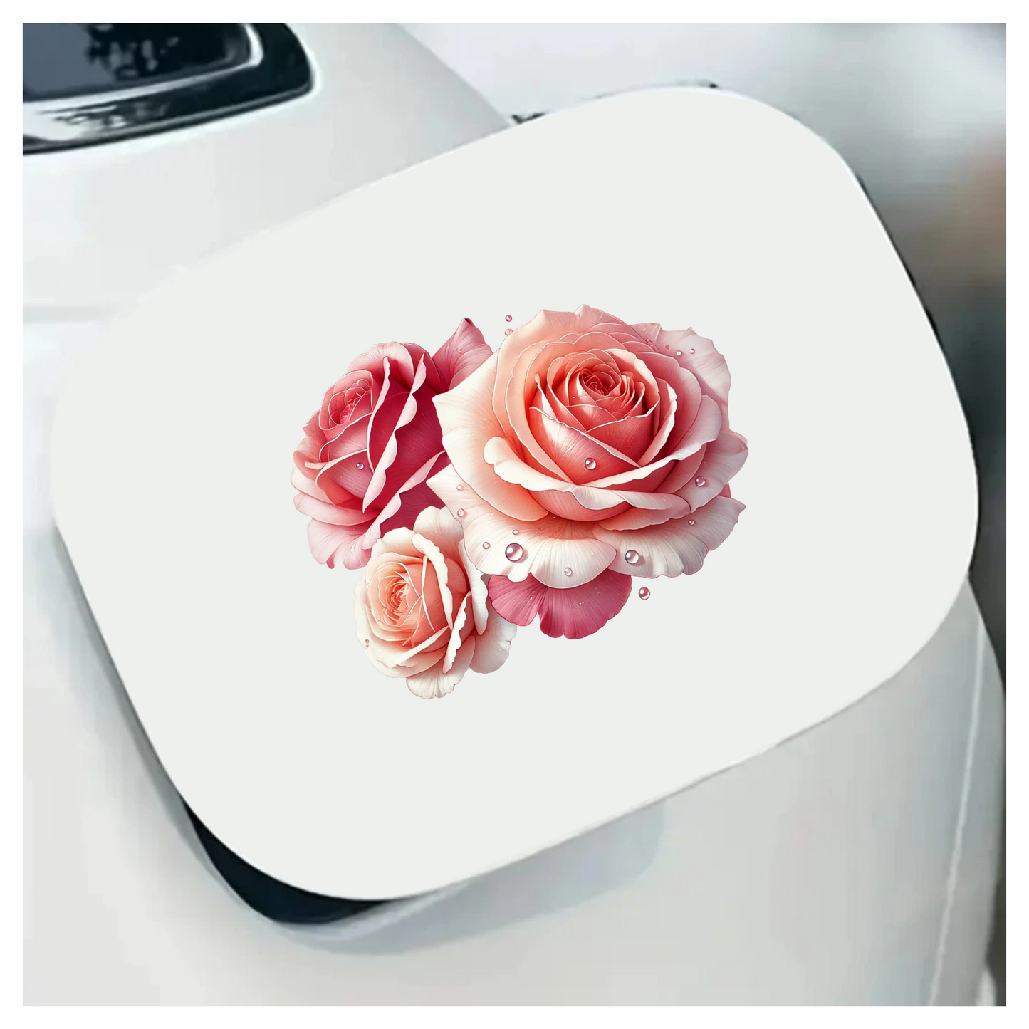 Pink Roses Water Droplets Floral Vinyl Sticker Decal