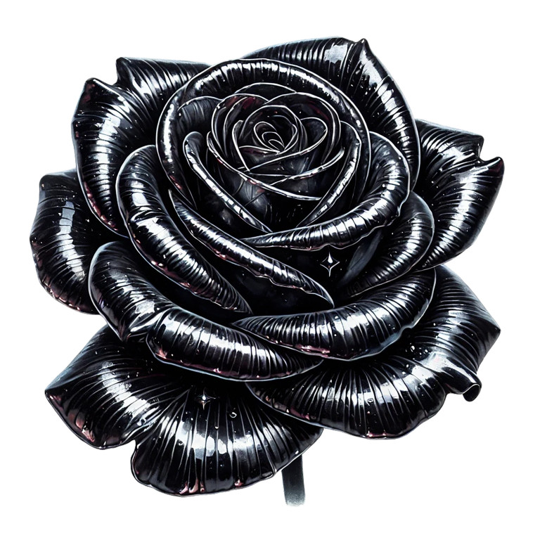 Black Shiny Rose Flower Closeup Vinyl Sticker Decal