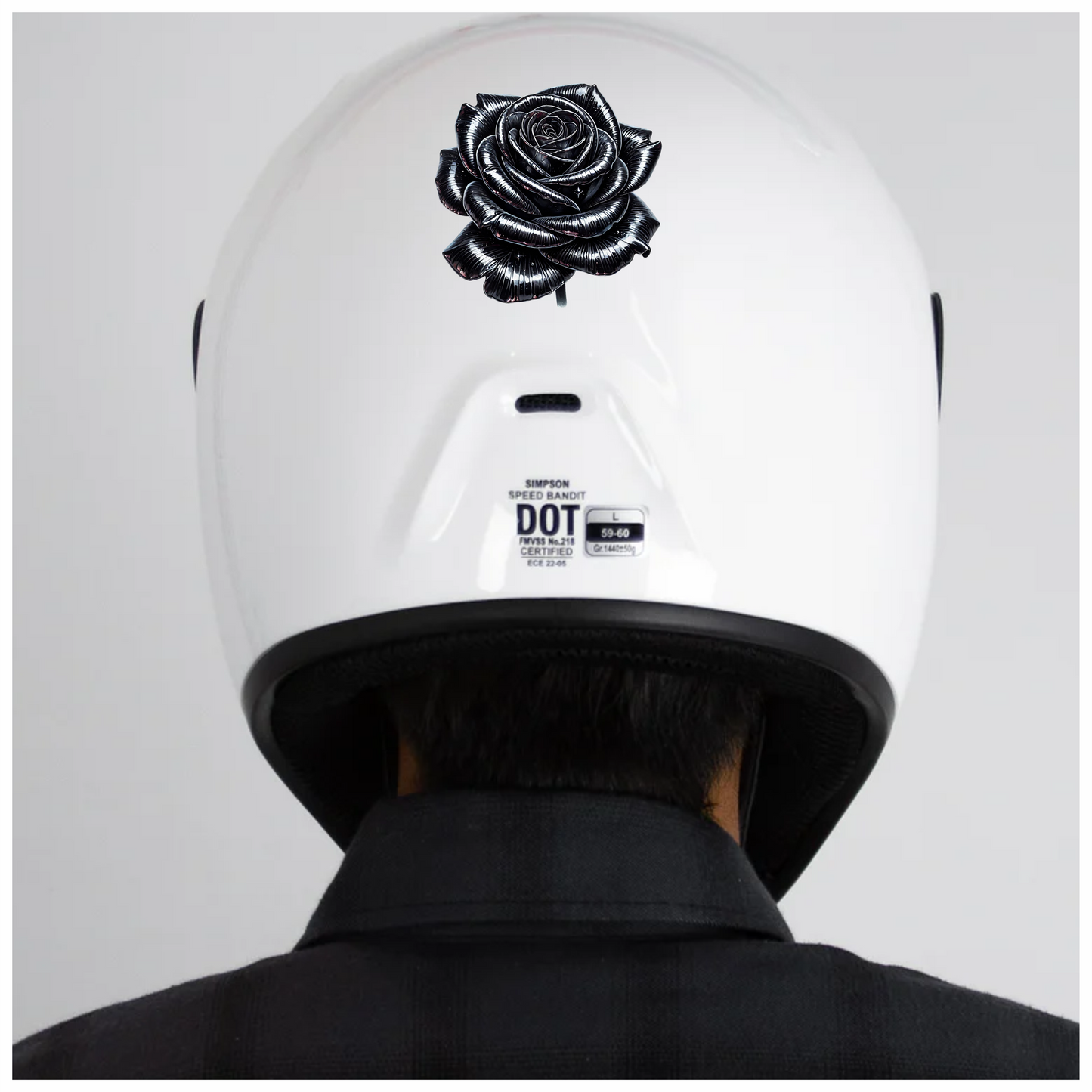Black Shiny Rose Flower Closeup Vinyl Sticker Decal