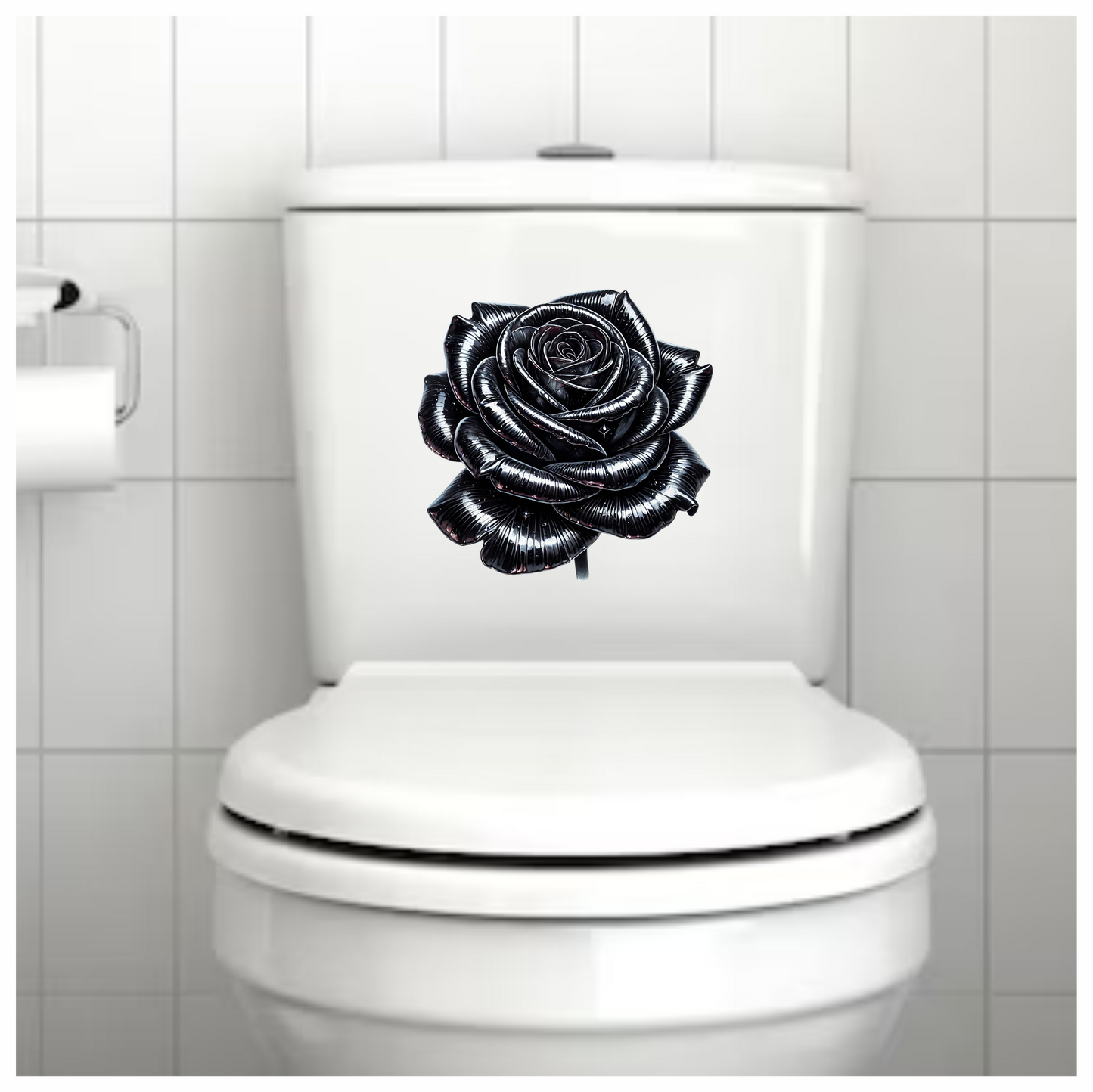 Black Shiny Rose Flower Closeup Vinyl Sticker Decal