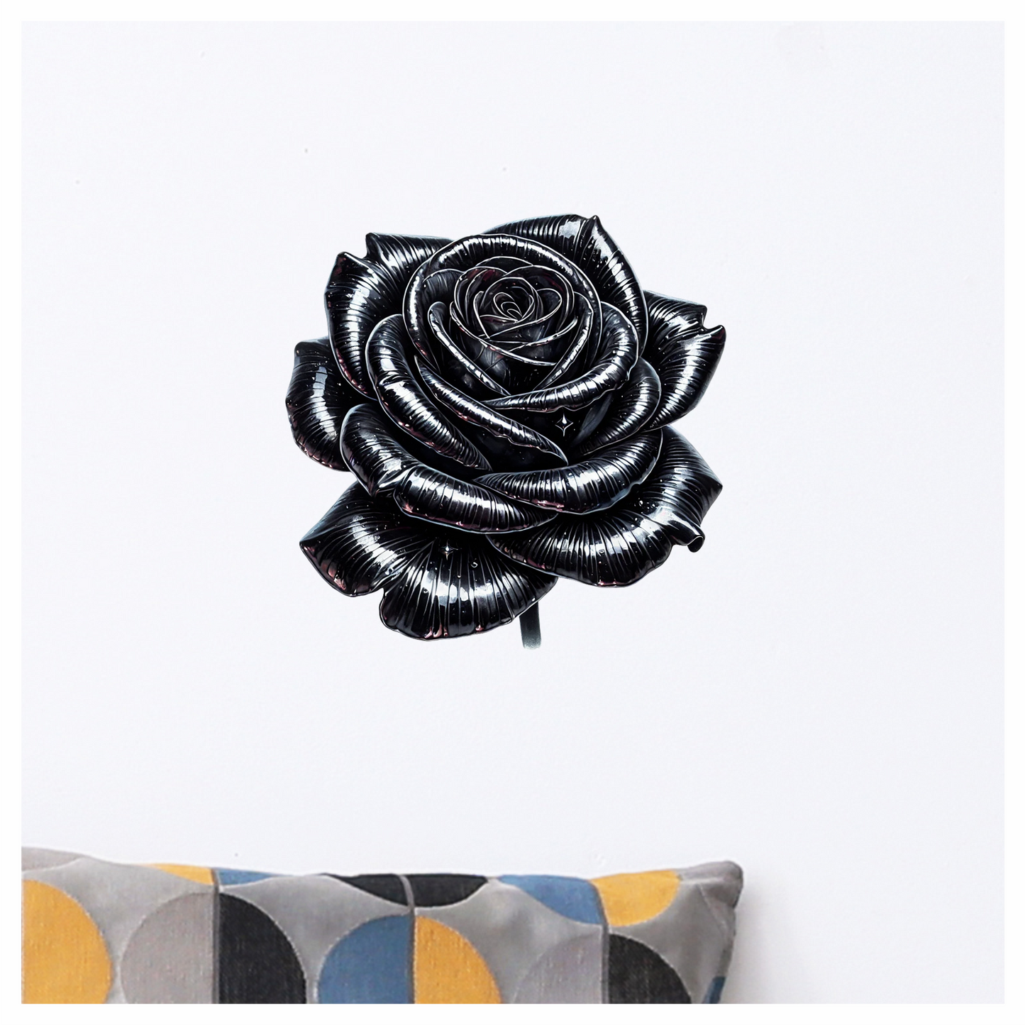 Black Shiny Rose Flower Closeup Vinyl Sticker Decal