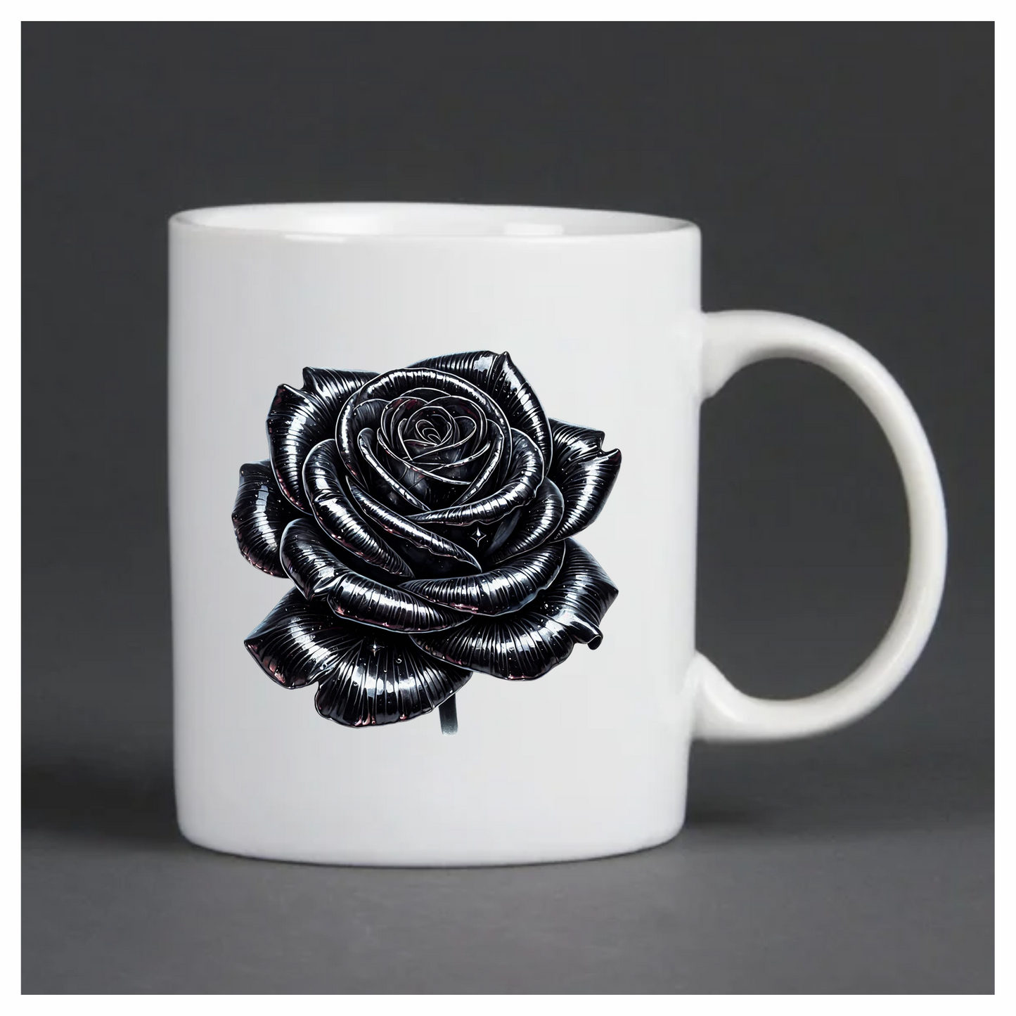 Black Shiny Rose Flower Closeup Vinyl Sticker Decal