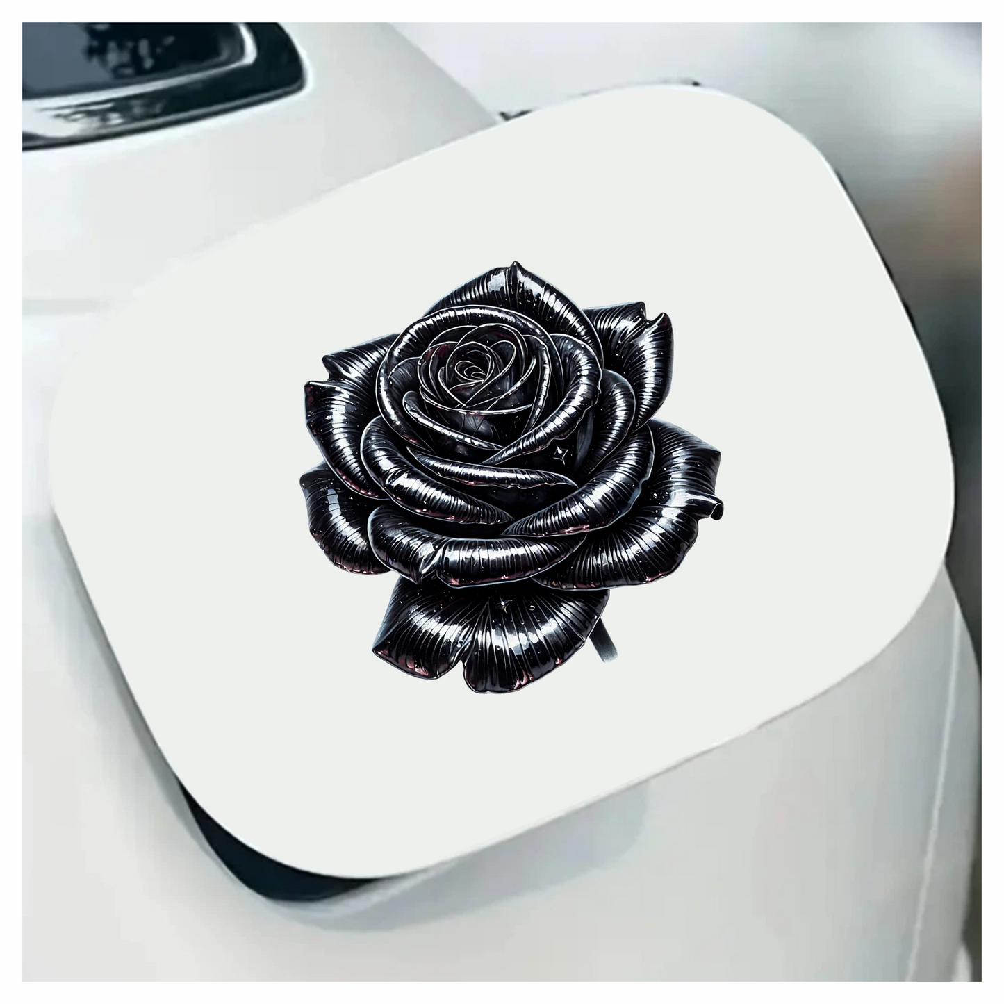 Black Shiny Rose Flower Closeup Vinyl Sticker Decal