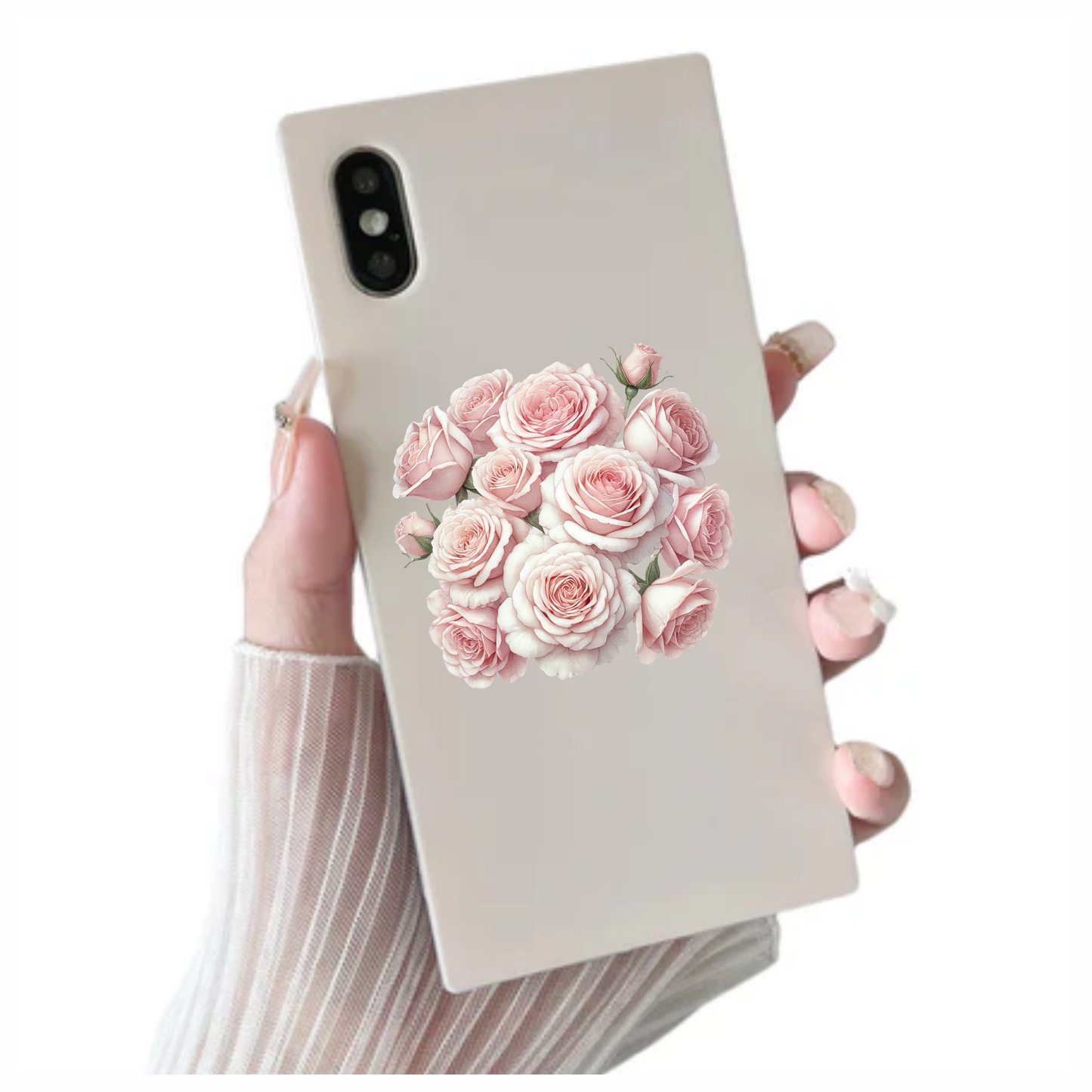 Pink Roses Blooming Garden Flower Vinyl Sticker Decal