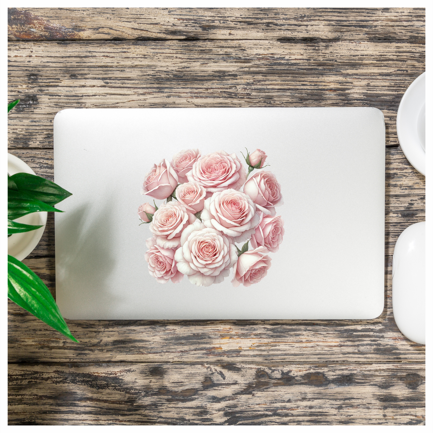 Pink Roses Blooming Garden Flower Vinyl Sticker Decal