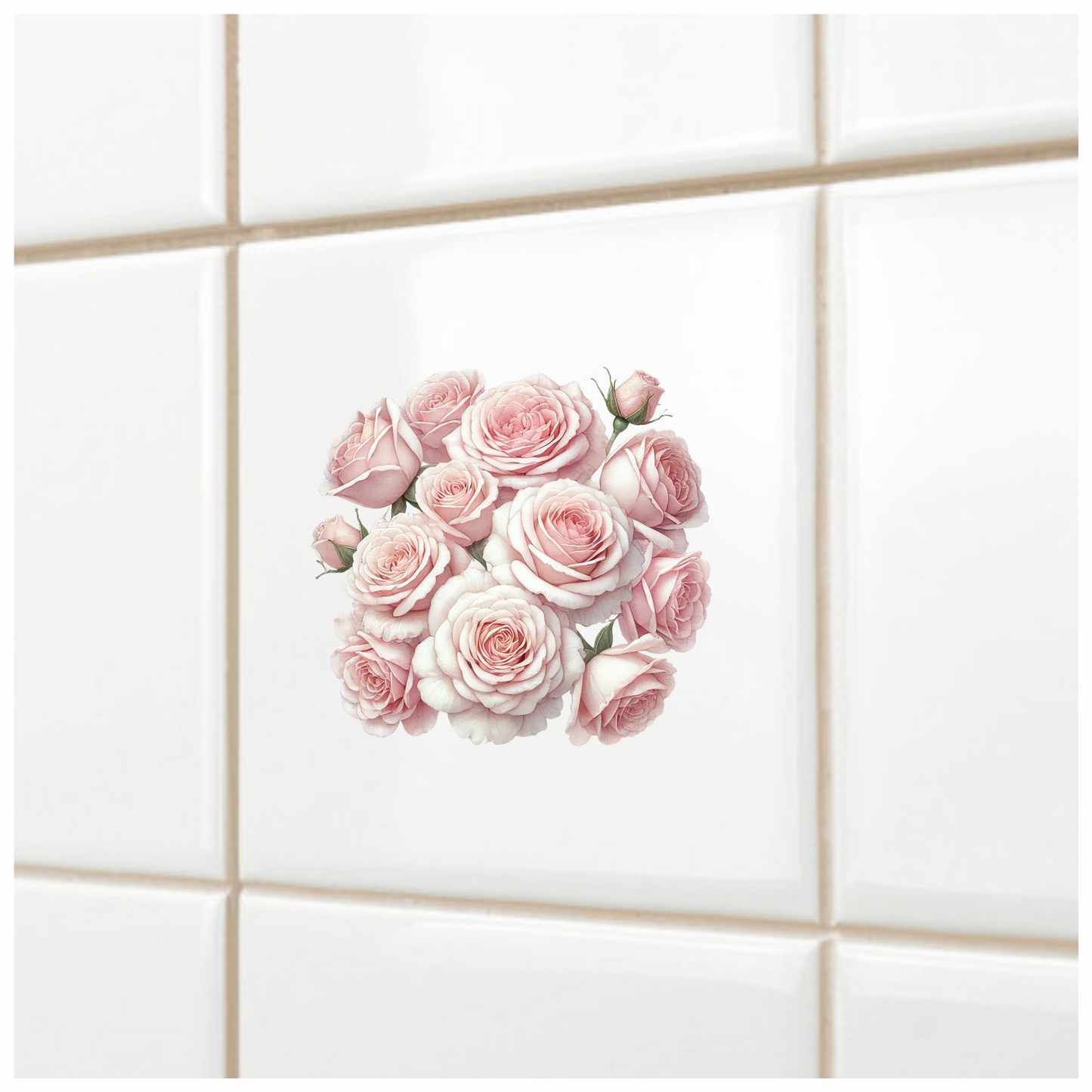Pink Roses Blooming Garden Flower Vinyl Sticker Decal