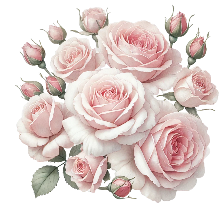 Pink Roses Blooming Flower Cluster Vinyl Sticker Decal