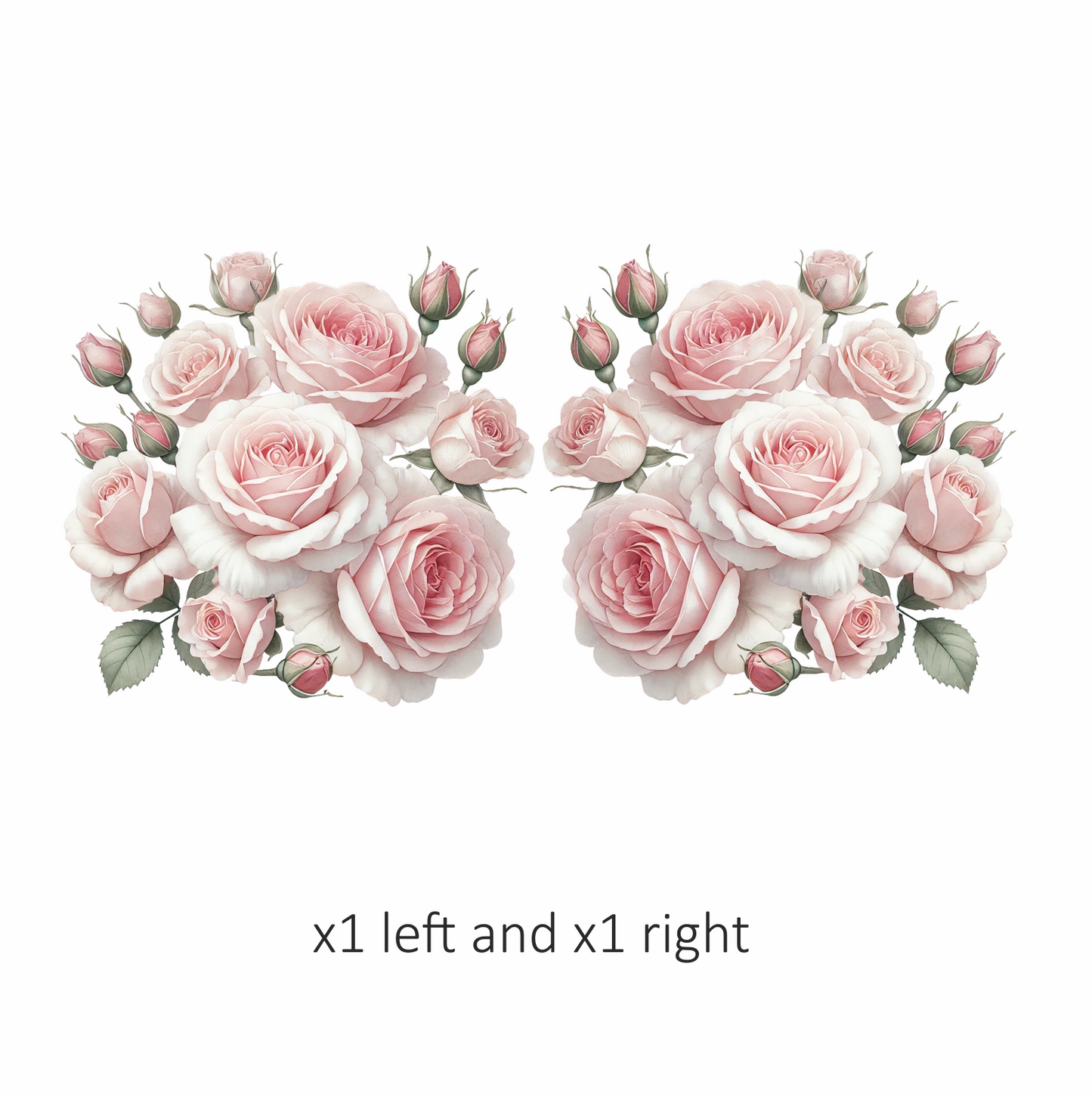 Pink Roses Blooming Flower Cluster Vinyl Sticker Decal