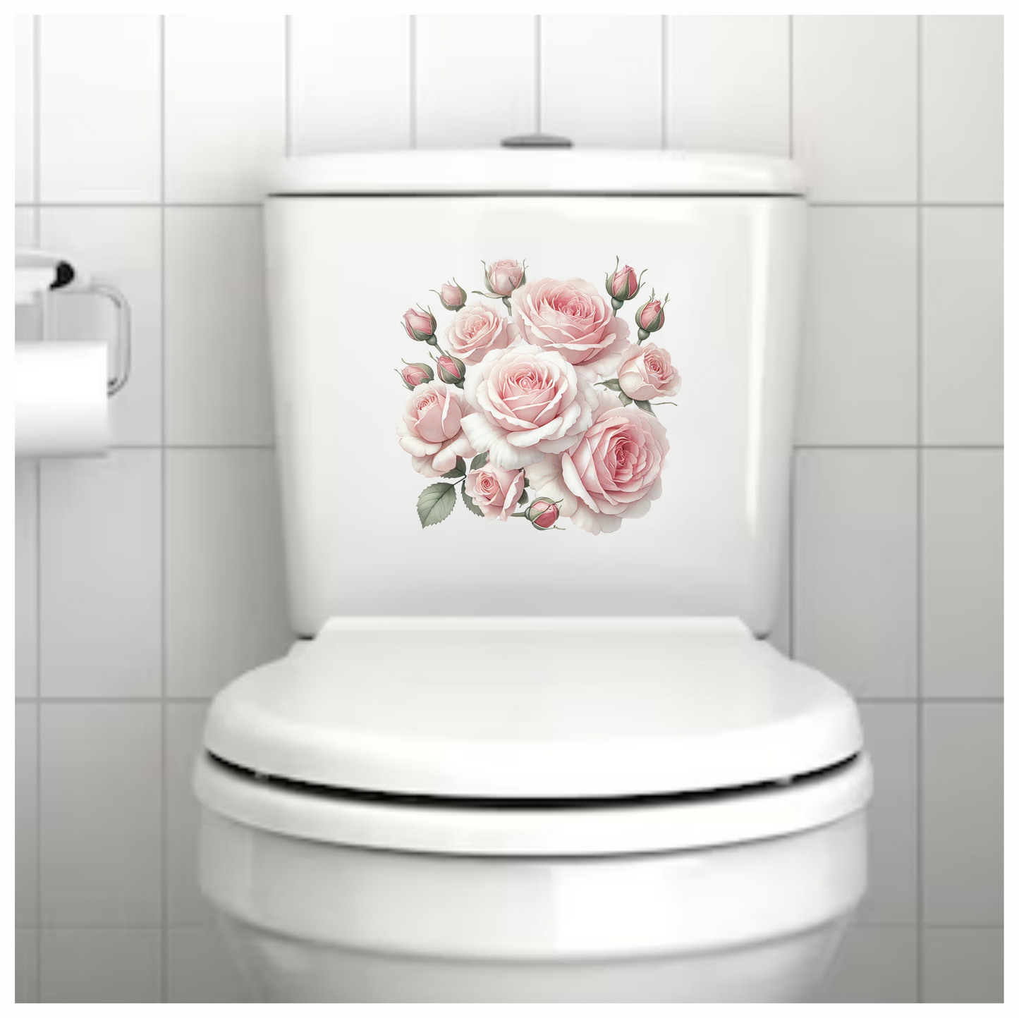 Pink Roses Blooming Flower Cluster Vinyl Sticker Decal