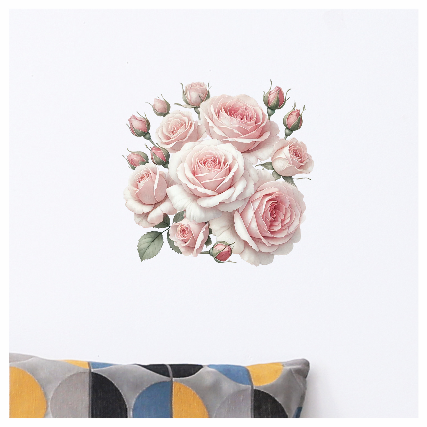 Pink Roses Blooming Flower Cluster Vinyl Sticker Decal