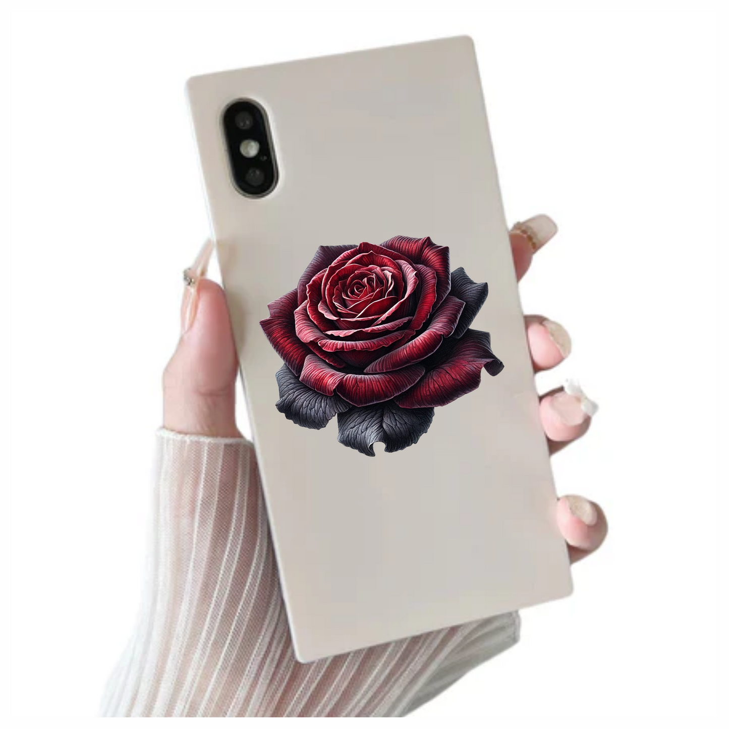 Dark Red Rose Bloom Closeup Vinyl Sticker Decal