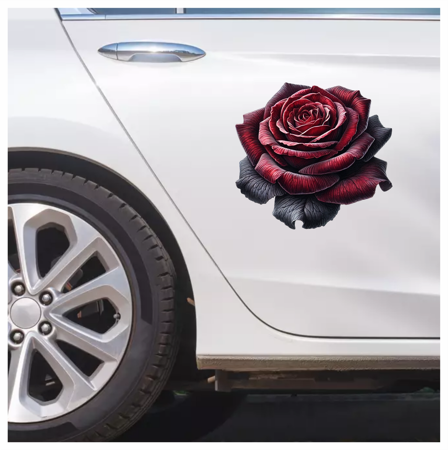 Dark Red Rose Bloom Closeup Vinyl Sticker Decal