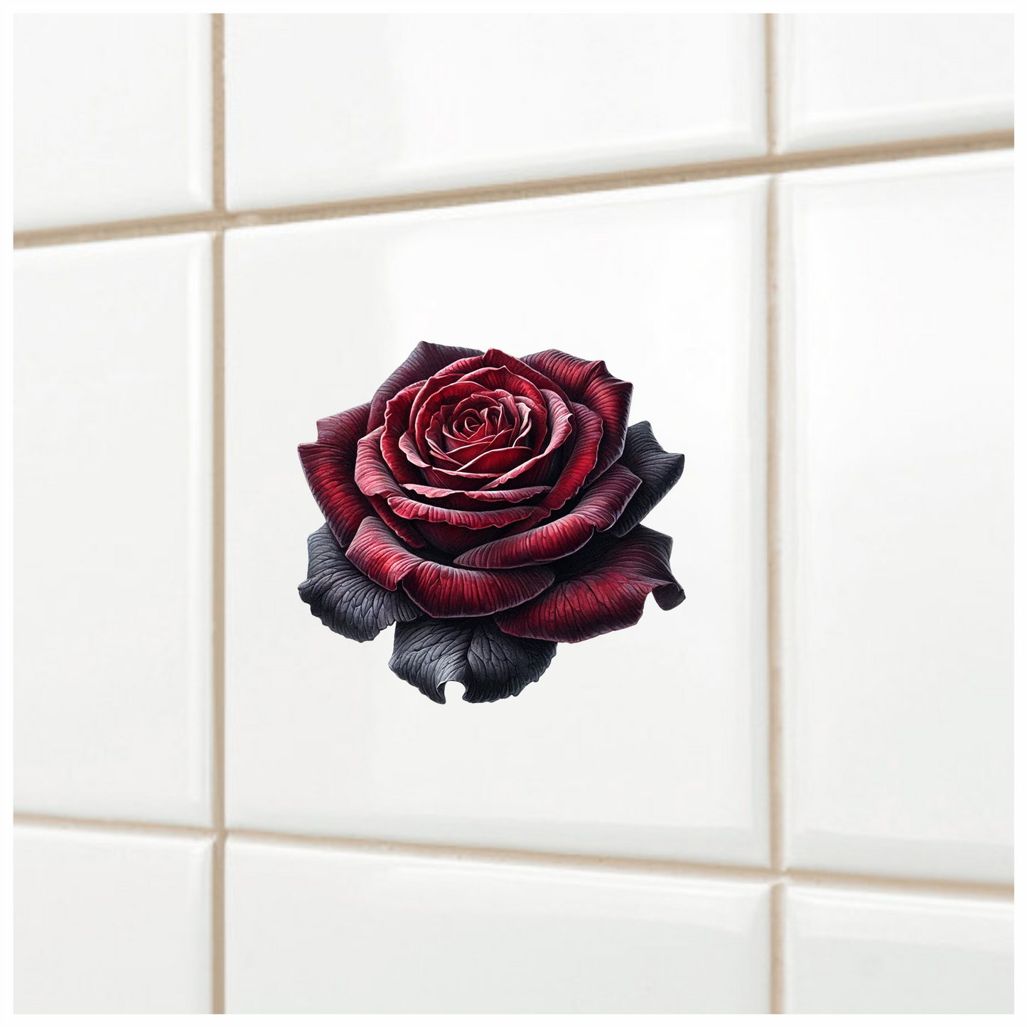 Dark Red Rose Bloom Closeup Vinyl Sticker Decal