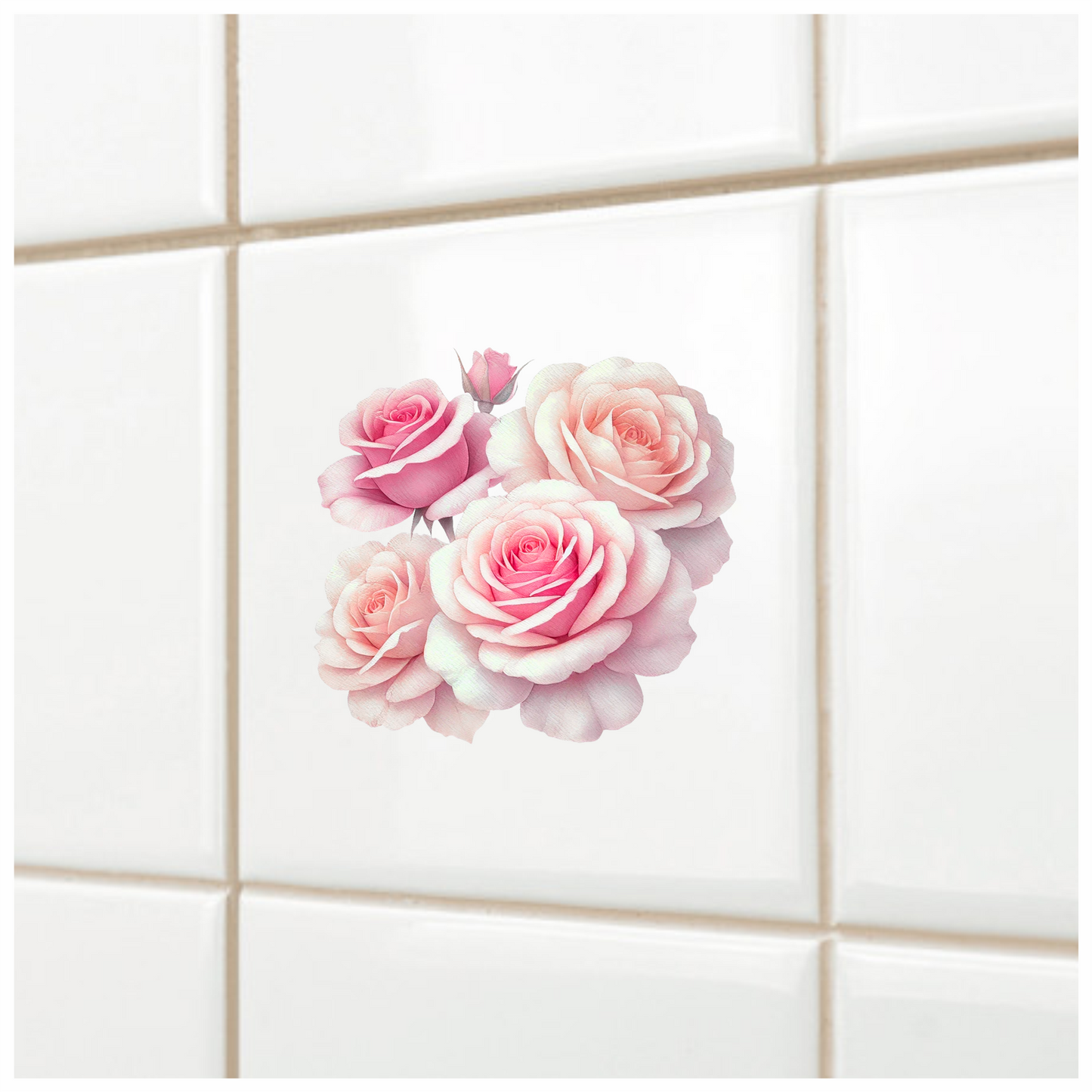Pink Roses Bloom Soft Gentle Beauty Vinyl Sticker Decal