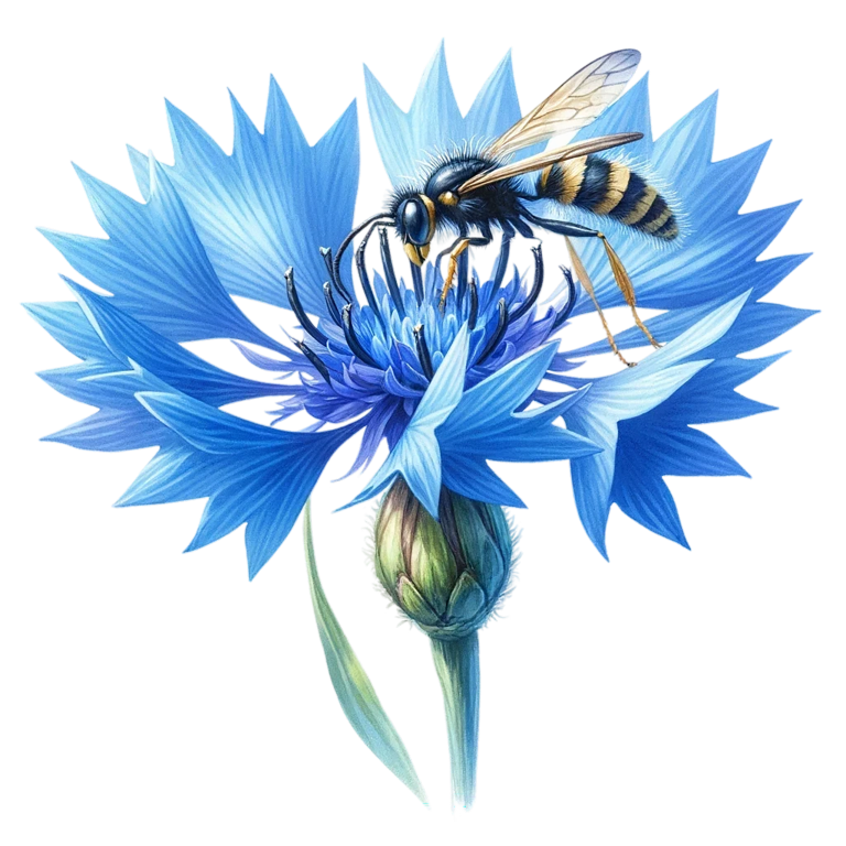 Blue Flower Wasp Petal Bloom Vinyl Sticker Decal