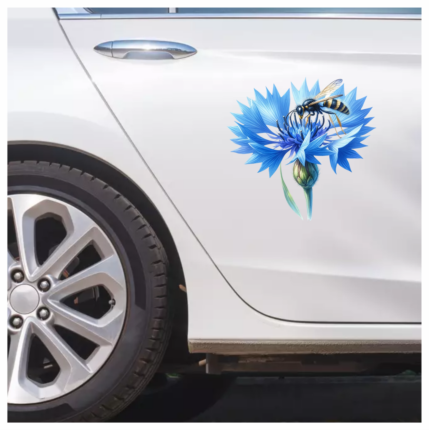 Blue Flower Wasp Petal Bloom Vinyl Sticker Decal
