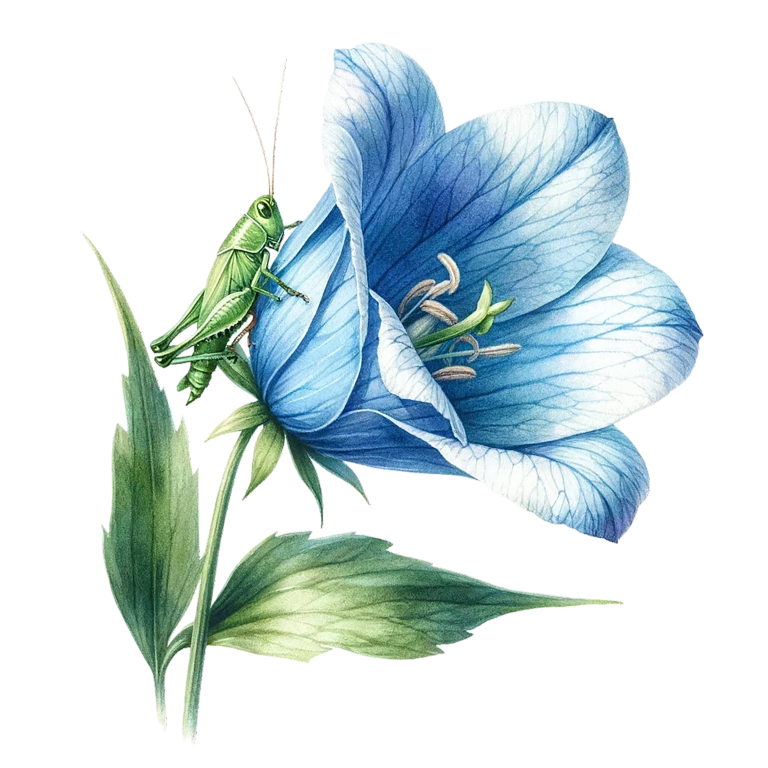 Blue Flower Green Grasshopper Leaf Vinyl Sticker Decal
