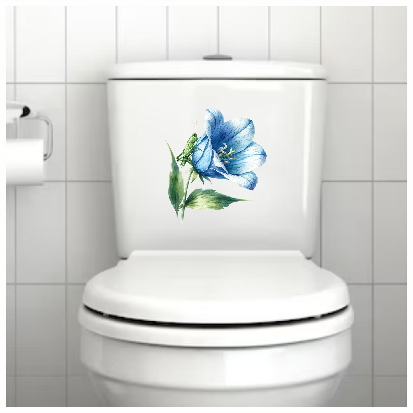 Blue Flower Green Grasshopper Leaf Vinyl Sticker Decal