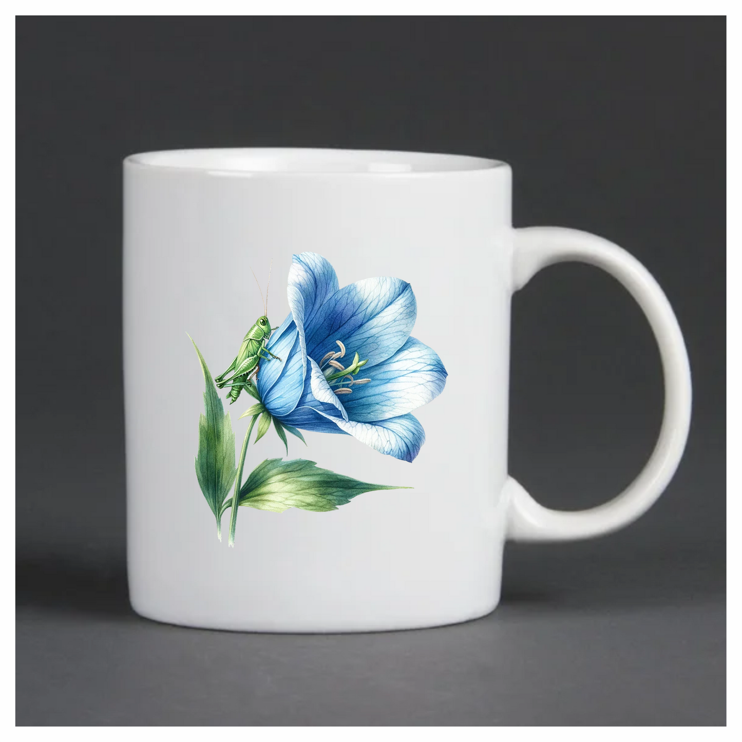 Blue Flower Green Grasshopper Leaf Vinyl Sticker Decal