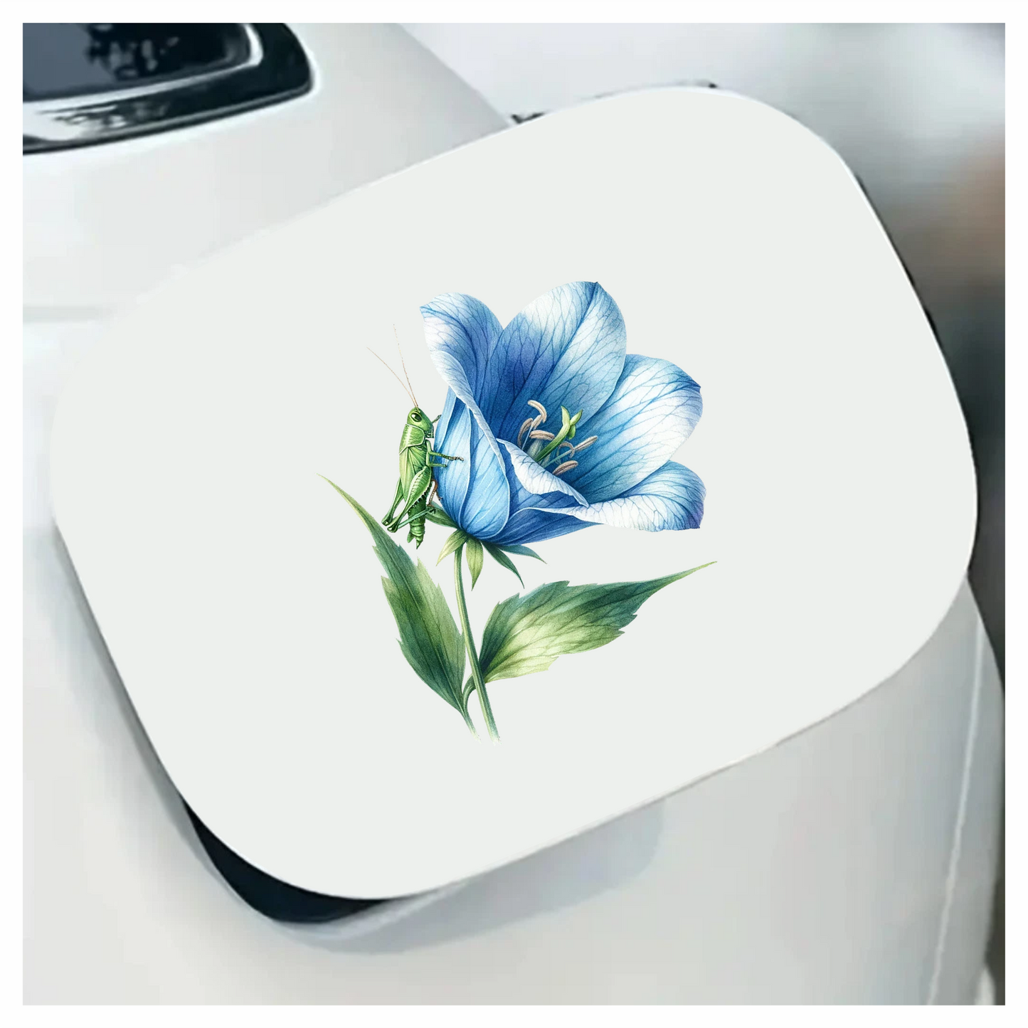 Blue Flower Green Grasshopper Leaf Vinyl Sticker Decal