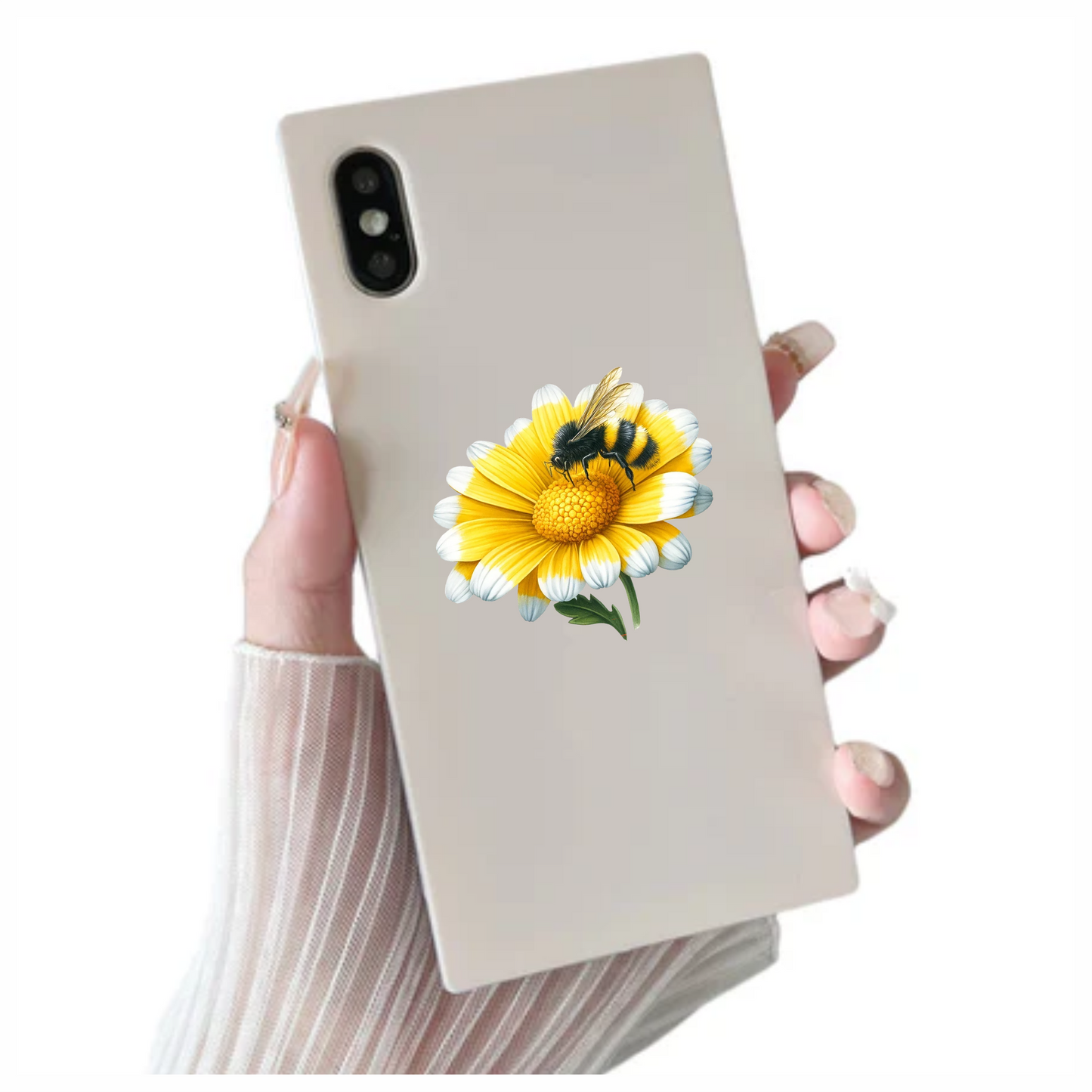 Yellow White Flower Bee Daisy Vinyl Sticker Decal
