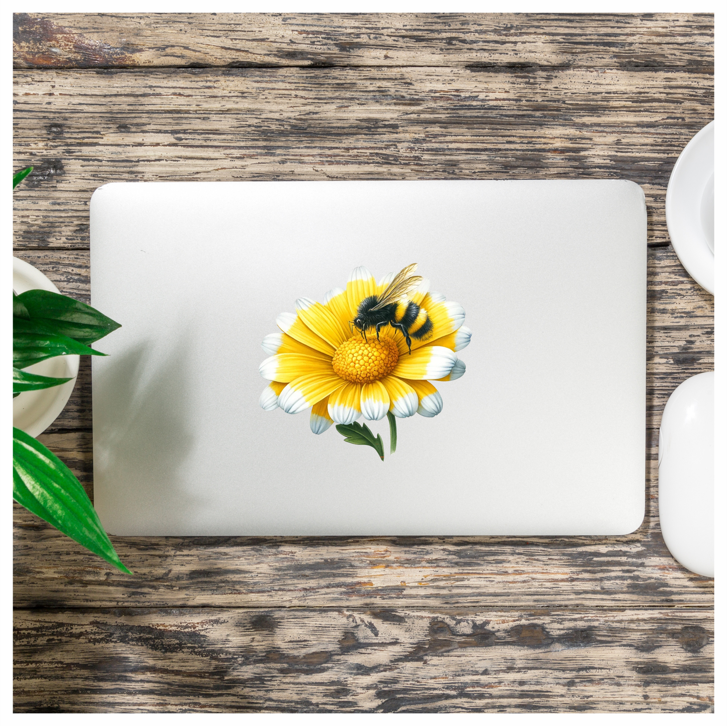 Yellow White Flower Bee Daisy Vinyl Sticker Decal