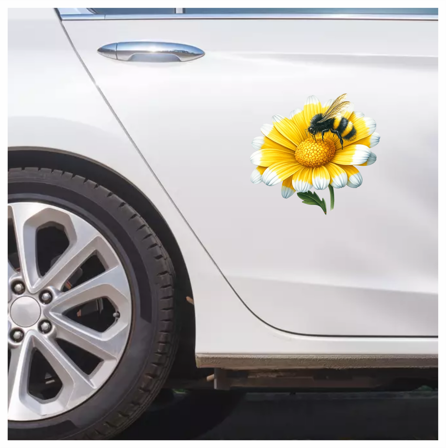 Yellow White Flower Bee Daisy Vinyl Sticker Decal