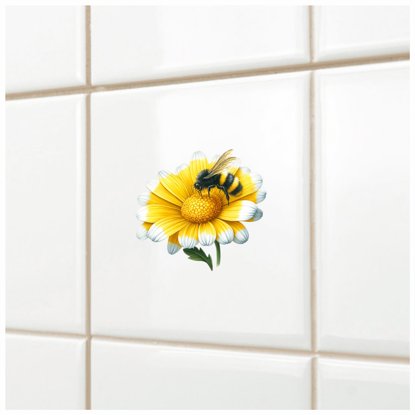 Yellow White Flower Bee Daisy Vinyl Sticker Decal