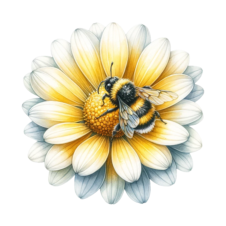 Yellow White Flower Bee Daisy Vinyl Sticker Decal