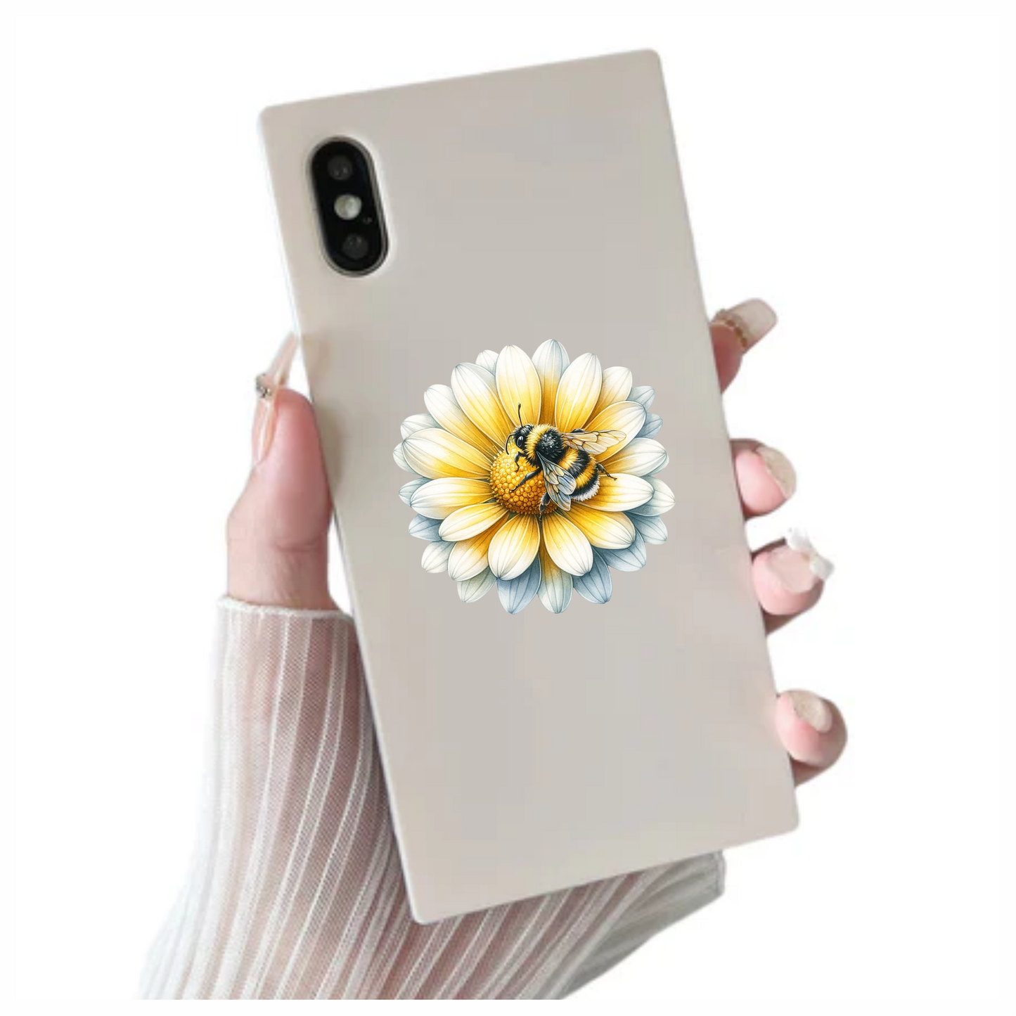 Yellow White Flower Bee Daisy Vinyl Sticker Decal